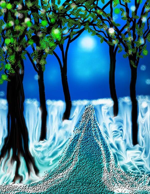 Trees Art Print featuring the painting Winter Night by Kelly Dallas