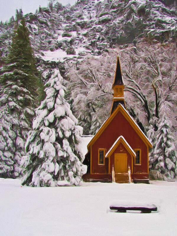 Alpine Art Print featuring the photograph Winter Yosemite Chapel by Heidi Smith