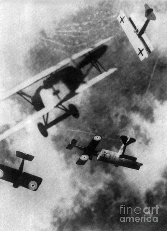 Technology Art Print featuring the photograph WWI German British Dogfight by Nypl