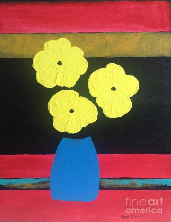 Yellow Art Print featuring the painting Yellow Poppies by Monika Shepherdson