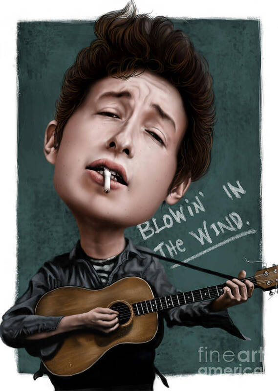 Bob Dylan Art Print featuring the digital art Young Bob Dylan by Andre Koekemoer