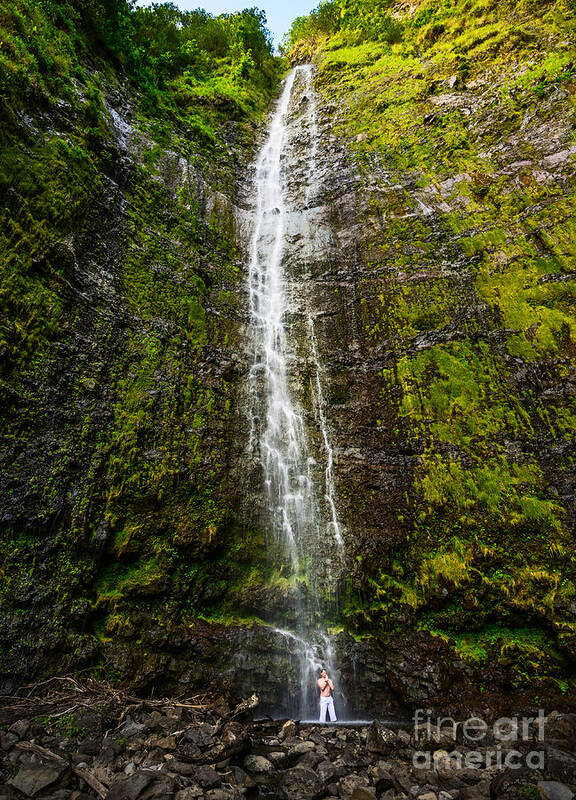 Waimoku Falls Art Print featuring the photograph Zen Falls by Jamie Pham