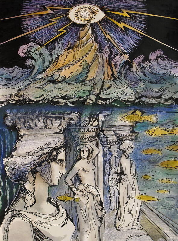 Atlantida Art Print featuring the painting Atlantida by Valentina Plishchina
