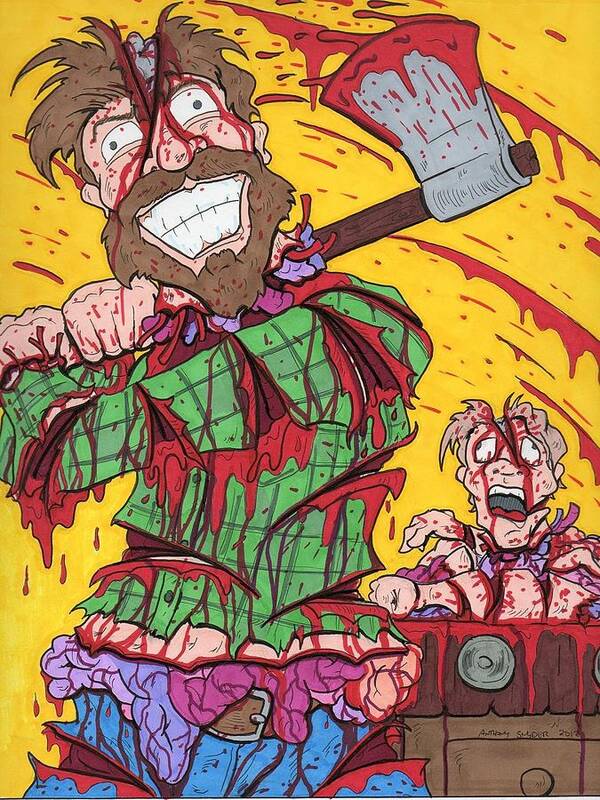 Woodsman Art Print featuring the drawing Axe Me Another #1 by Anthony Snyder