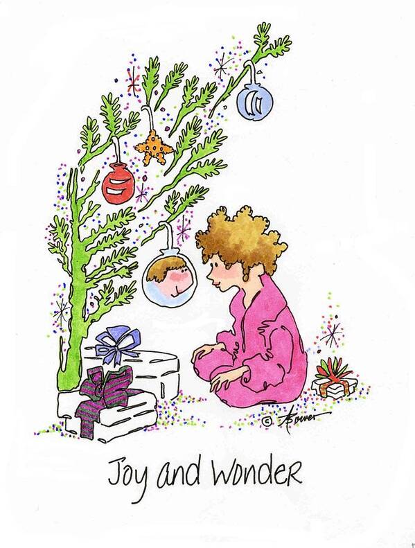 Christmas Art Print featuring the painting Joy and Wonder by Adele Bower