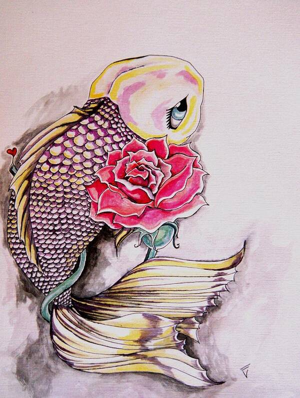 Koi Fish Art Print featuring the painting Purple Beauty by Victoria Dietz