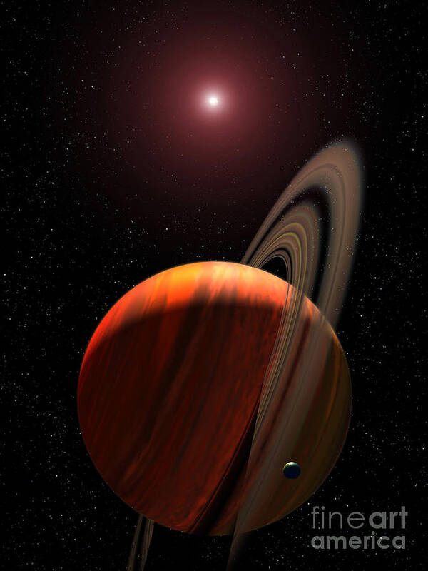 Astronomy Art Print featuring the digital art A Gas Giant Planet Orbiting A Red Dwarf by Stocktrek Images