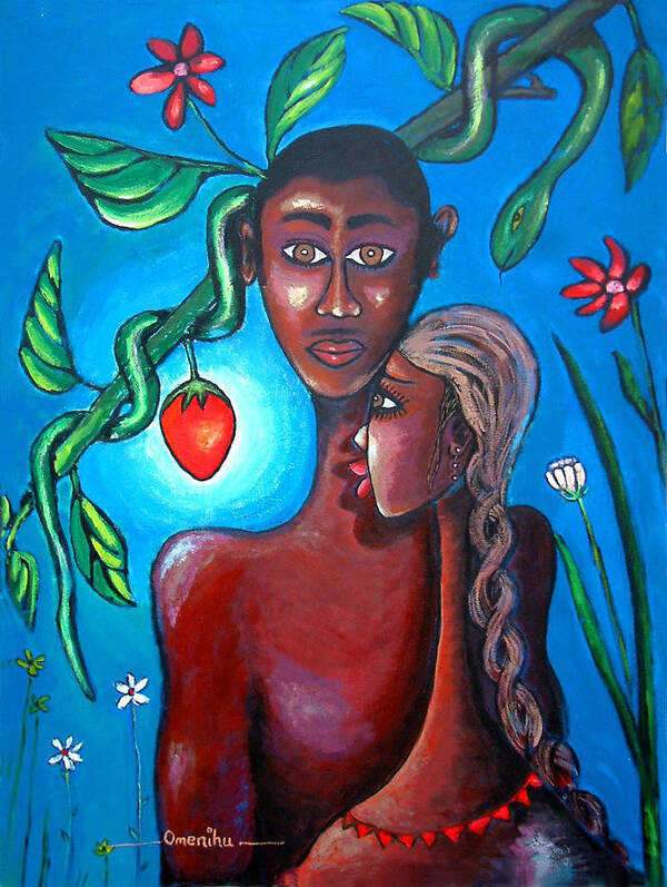African Art Art Print featuring the painting Adam And Eve by Omenihu Amachi African Art Art Print featuring the painting Adam And Eve by Omenihu Amachi