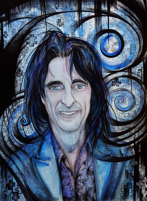 Portrait Art Print featuring the drawing Alice Cooper. #1 by Anna Duyunova