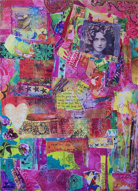  Red Art Print featuring the mixed media Annabelle Lee by Kanchan Mahon