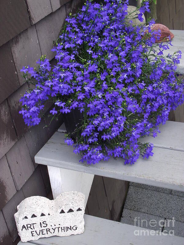 Purple Potted Flowers Art Print featuring the photograph Art is Everything by Michelle Welles