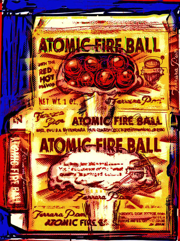 Atomic Art Print featuring the mixed media Atomic Fire Ball by Russell Pierce