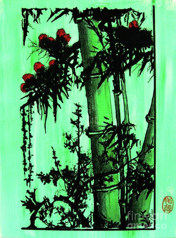 Forest Art Print featuring the painting Bamboo Forest by Thea Recuerdo