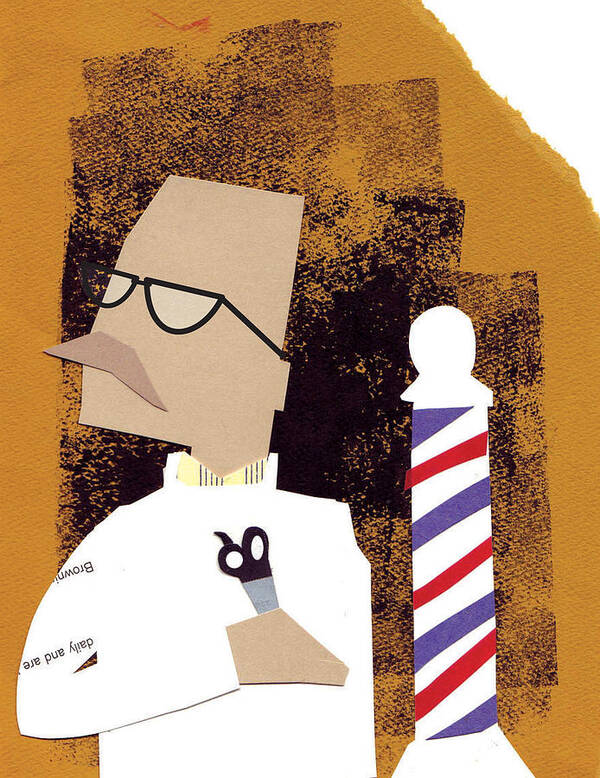 Hey Art Print featuring the mixed media Barber by Jim Howard