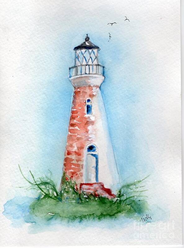 Small Art Art Print featuring the painting Cockspur Lighthouse 2 by Doris Blessington