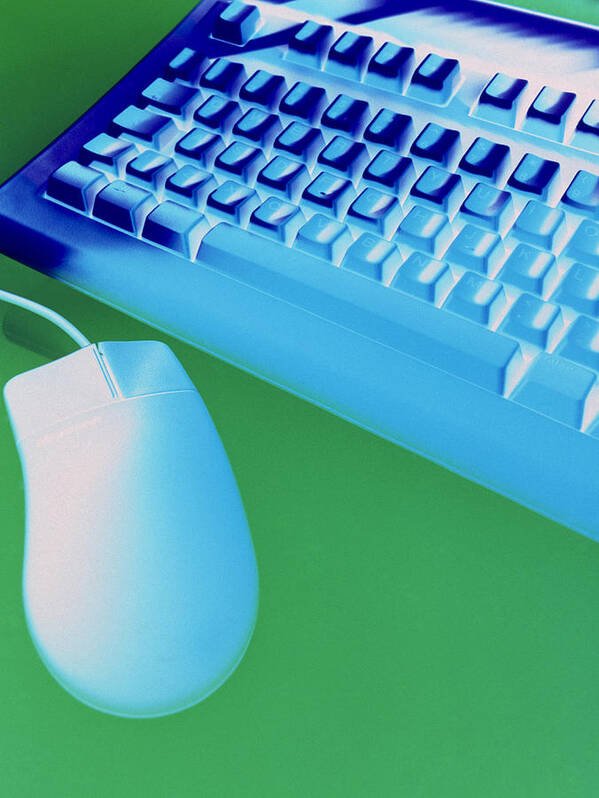 Computer Art Print featuring the photograph Computer Mouse And Keyboard by Tek Image