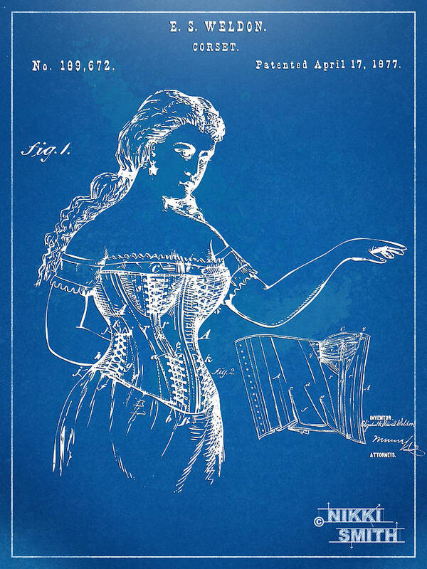 Corset Art Print featuring the digital art Corset Patent Series 1877 by Nikki Marie Smith