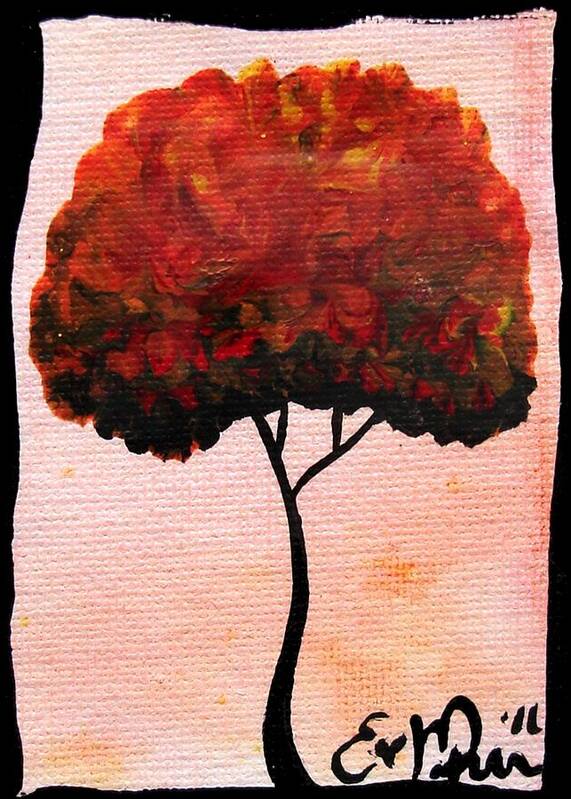 Grunge Art Print featuring the painting Emily's Trees Orange by Oddball Art Co by Lizzy Love
