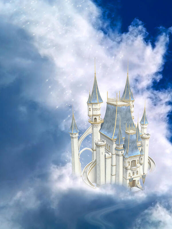 JP London SQCNV2061 Canvas Art Enchanted Castle Storybook Fairy Tale at 26 x 26 