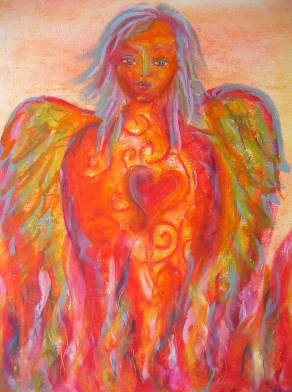Angel Art Print featuring the drawing Fire Angel by Suzan Sommers