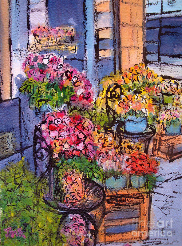 France Art Print featuring the painting Fleuriste de St Germain Paris by Jackie Sherwood