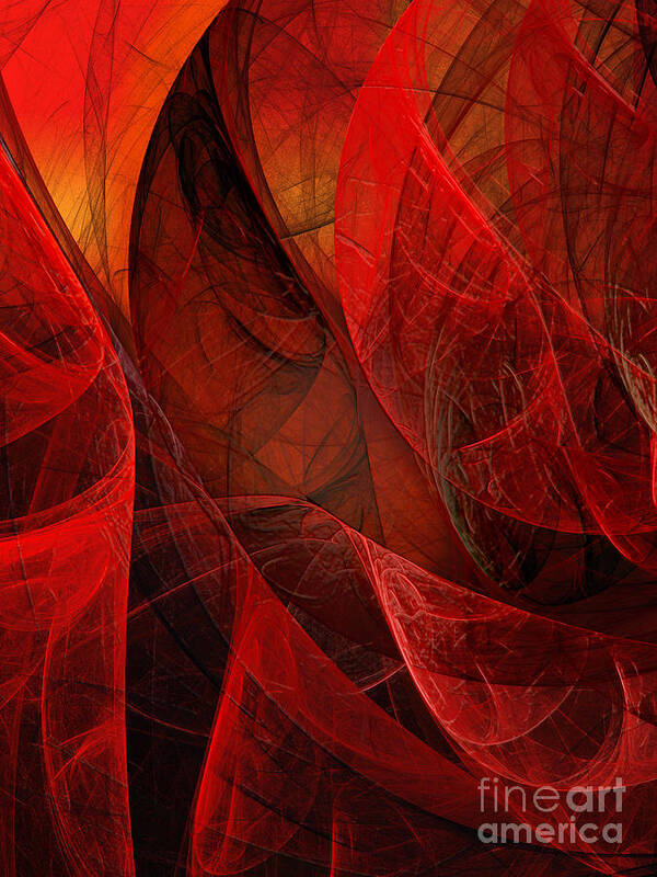 Fractal Art Print featuring the digital art Flickering Flaming Fractal 2 by Andee Design