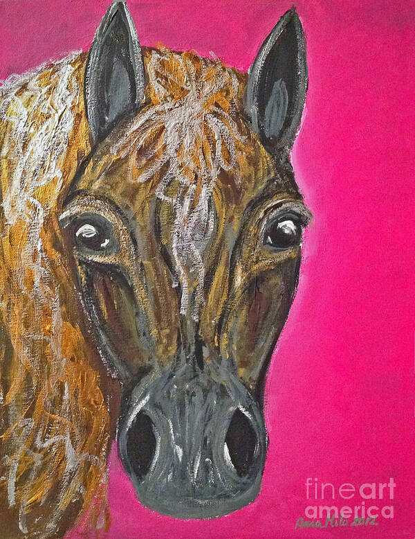 Horse Painting Art Print featuring the painting Goldie by Ania M Milo