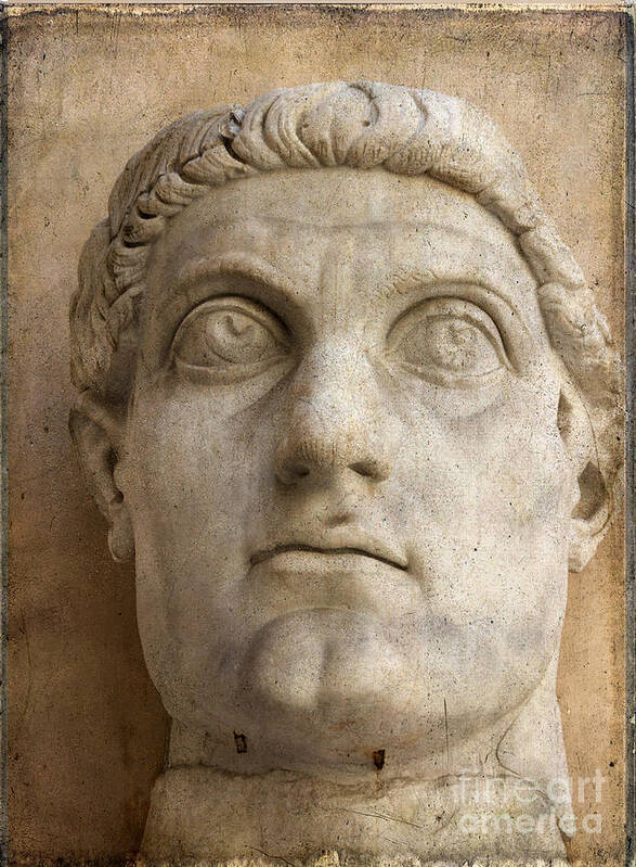 Texture Art Print featuring the photograph Head of Emperor Constantine. Rome. Italy by Bernard Jaubert