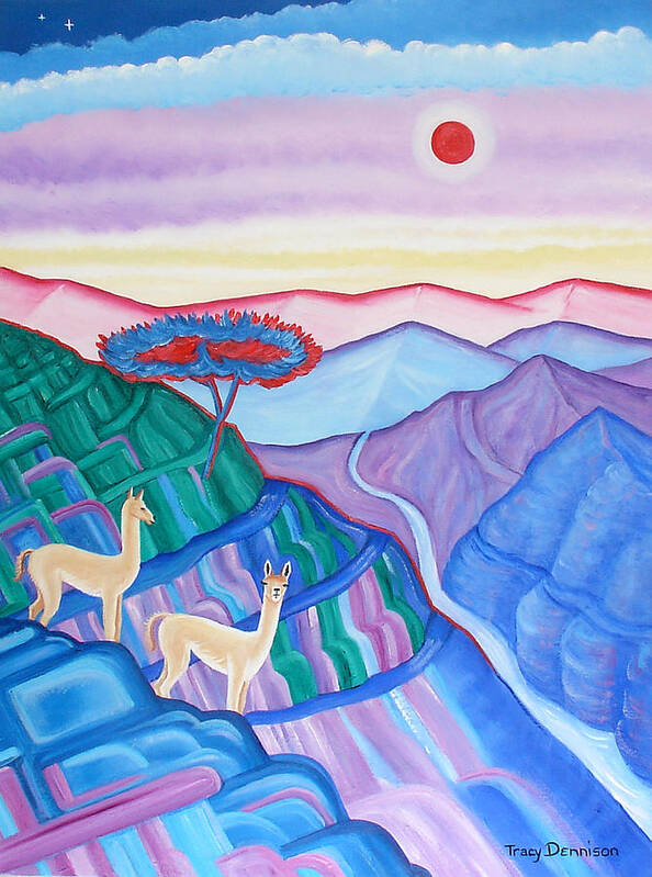 Red Sun Art Print featuring the painting High Altitude by Tracy Dennison