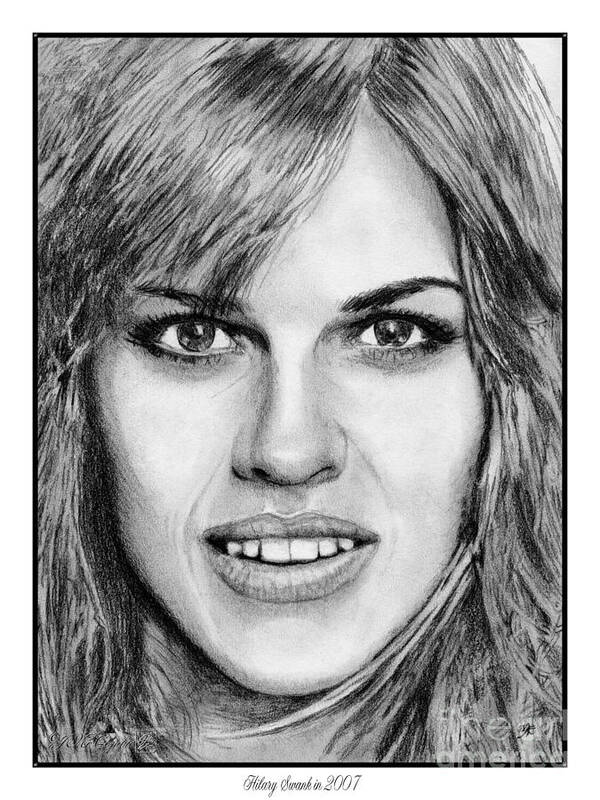 Hilary Swank Art Print featuring the drawing Hilary Swank in 2007 by J McCombie