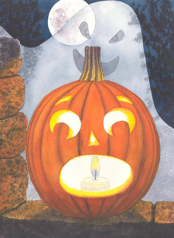 Pumpkin Art Print featuring the painting If I had legs I'd be running by Catherine G McElroy
