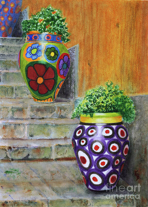 Italy Art Print featuring the painting Italian Vases by Karen Fleschler