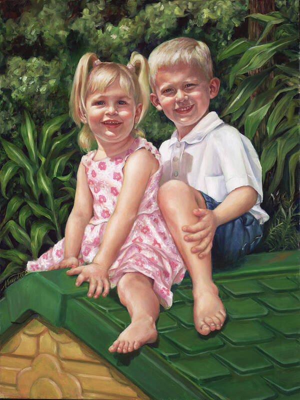  Art Print featuring the painting Katie and Mitchell by Nancy Tilles