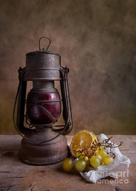 Still Art Print featuring the photograph Lamp and Fruits by Nailia Schwarz