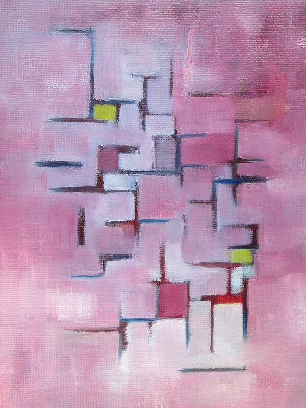 Abstract Art Print featuring the painting Line Series Pink by Patricia Cleasby