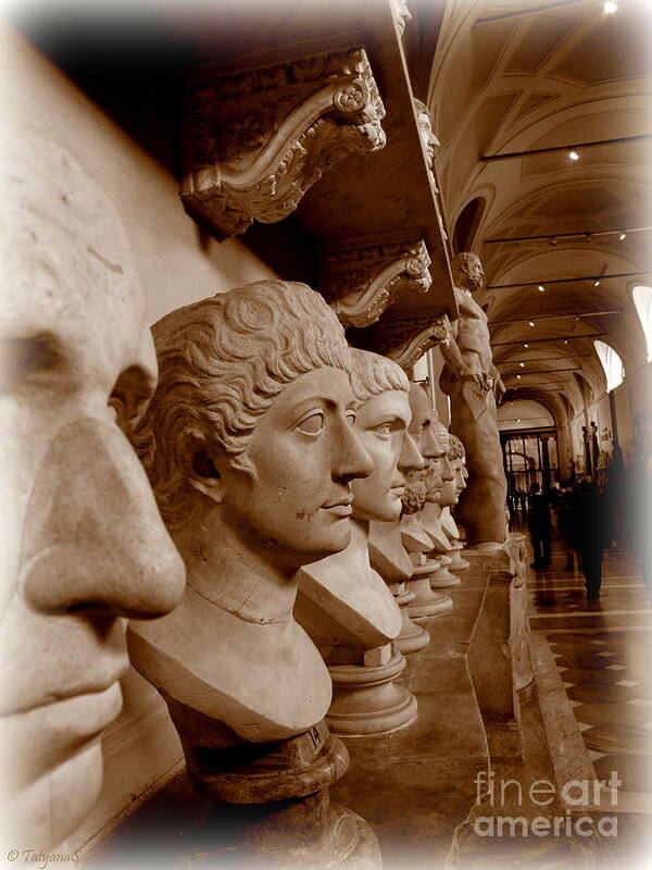 Sculpture Art Print featuring the photograph Marble Busts. Vatican by Tatyana Searcy