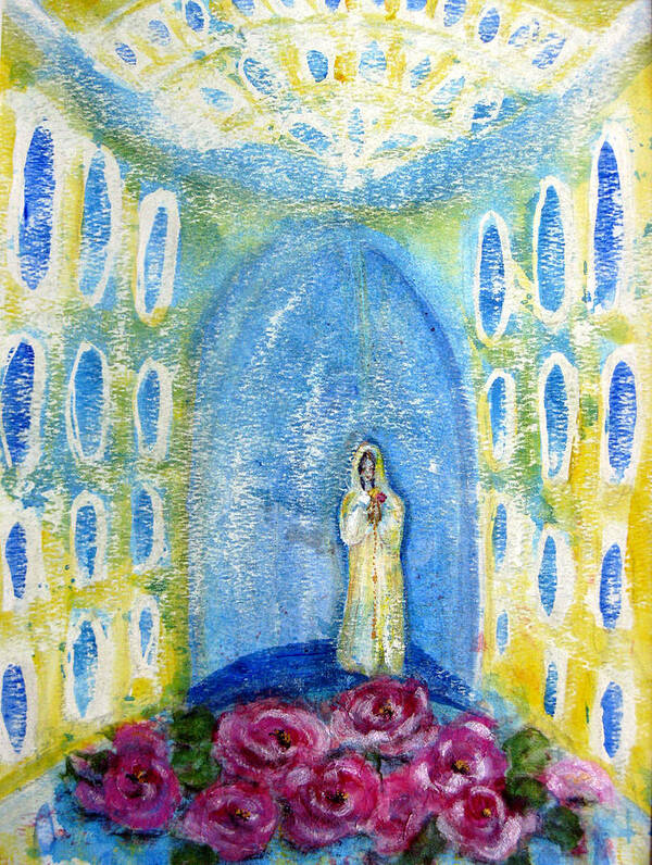 Blue Art Print featuring the painting Maria Rosa Mistica by Sarah Hornsby