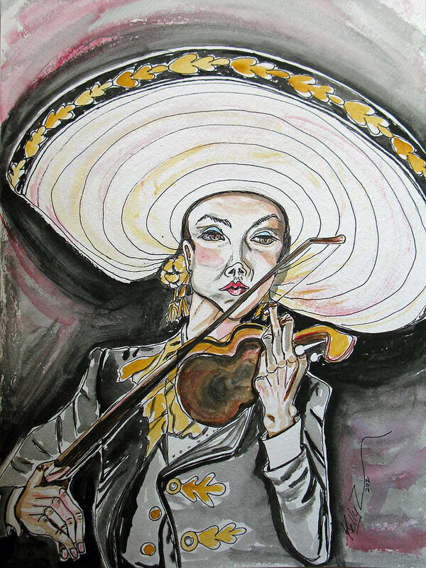 Mariachi Art Print featuring the painting Mariachi Queen by Kelly Smith