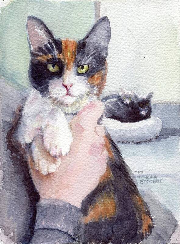 Calico Cat Art Print featuring the painting Meggy - pick of the litter by Mimi Boothby