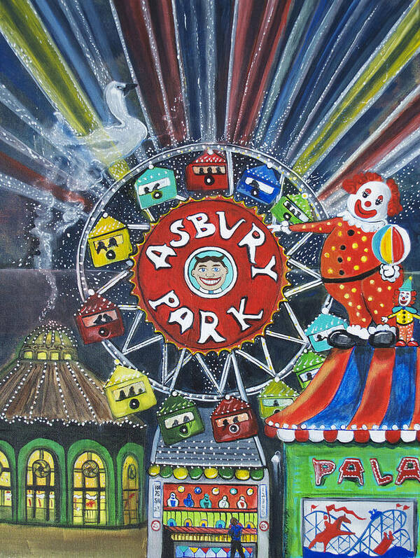 Asbury Park Art Print featuring the painting Memories of Asbury Park by Patricia Arroyo