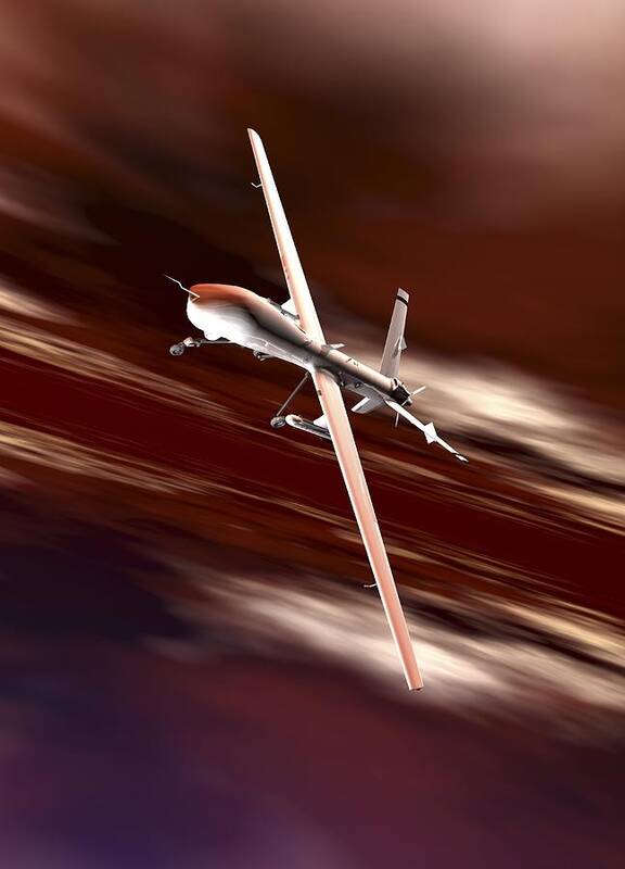 Vertical Art Print featuring the digital art Military Drone, Artwork by Victor Habbick Visions