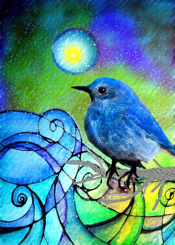 Bird Art Print featuring the painting Moonglow by Robin Mead