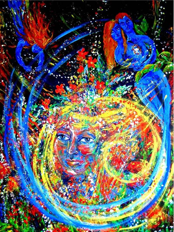 Portrait Art Print featuring the painting My Cosmic Garden by Suzan Sommers