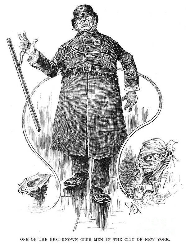 1890 Art Print featuring the photograph New York Policeman, 1890 by Granger