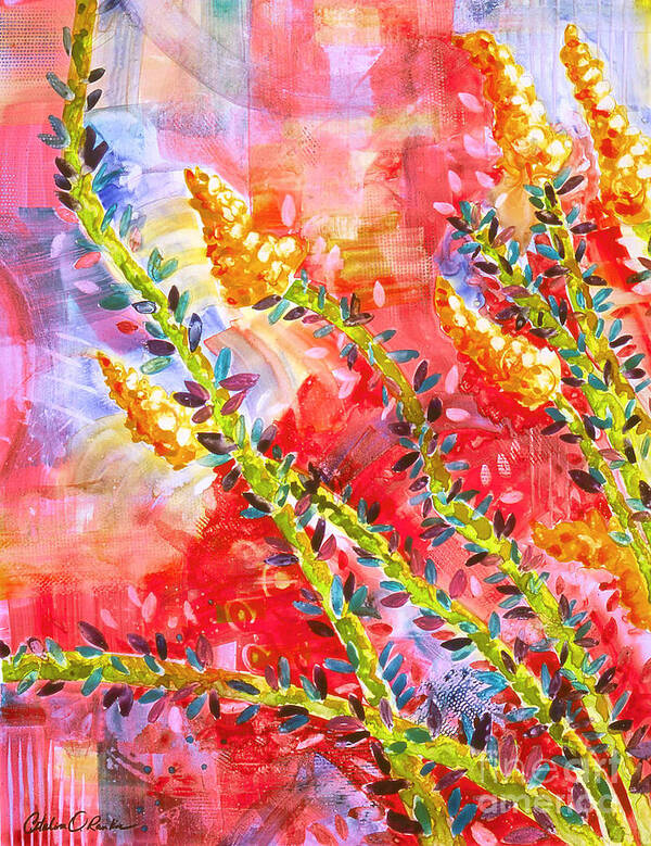 Ocotillo Art Print featuring the painting Ocotillo In Bloom by Catalina Rankin