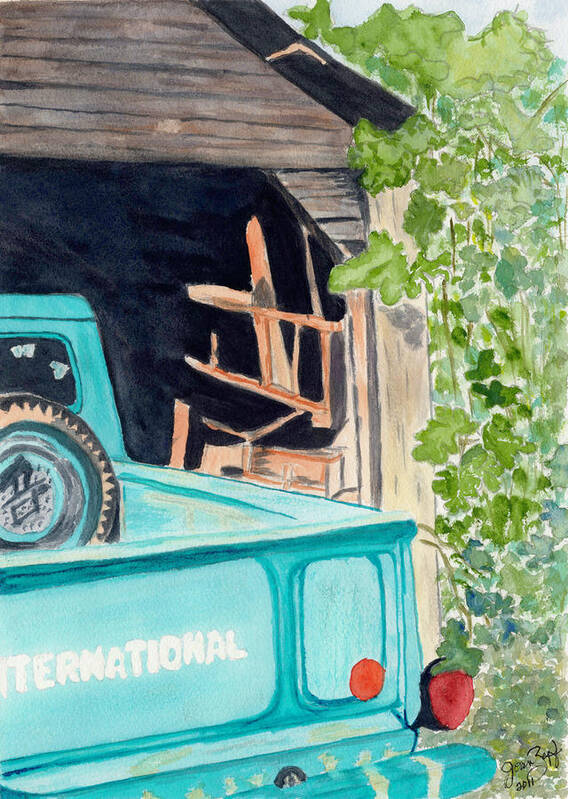 Pick Up Truck Art Print featuring the painting Pa's Truck by Joan Zepf