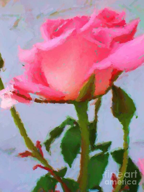  Art Print featuring the digital art Pink Rose by Denise Dempsey Kane