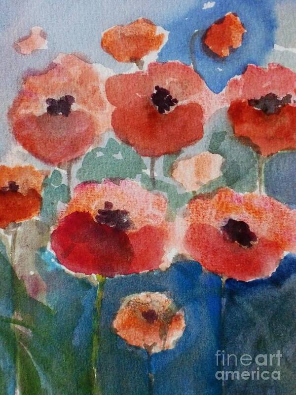 Poppies Art Print featuring the painting Poppies in June by Trilby Cole