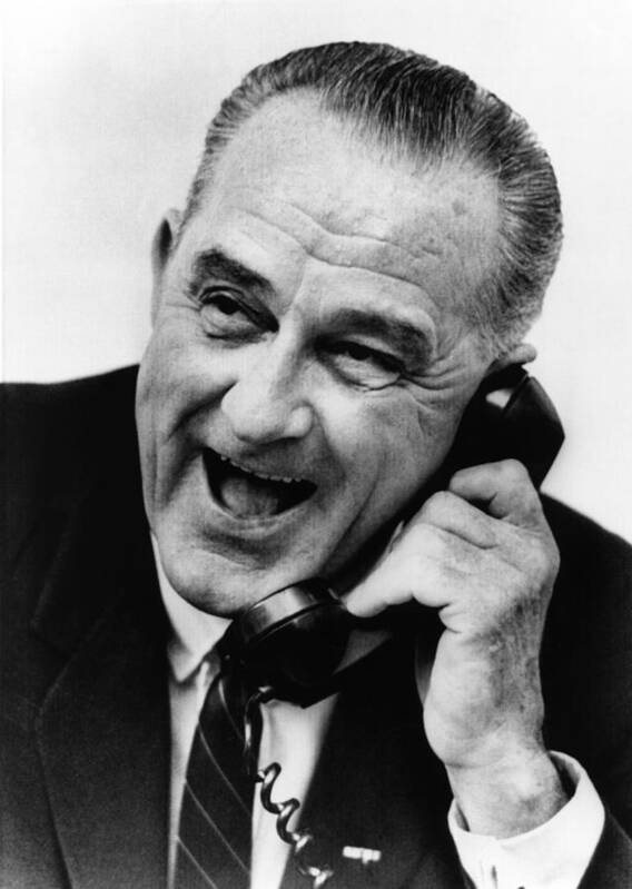 1960s Portraits Art Print featuring the photograph President Lyndon Johnson On The Phone by Everett