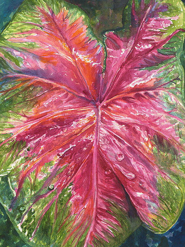 Coladium Art Print featuring the painting Red and wet by AnnaJo Vahle